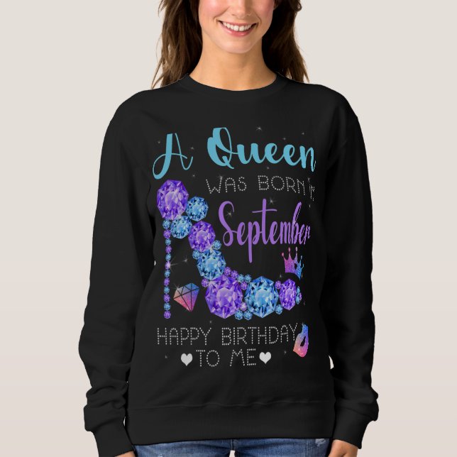 Coola High Heel Bday Girl Women a Queen föddes in T Shirt (Framsida)