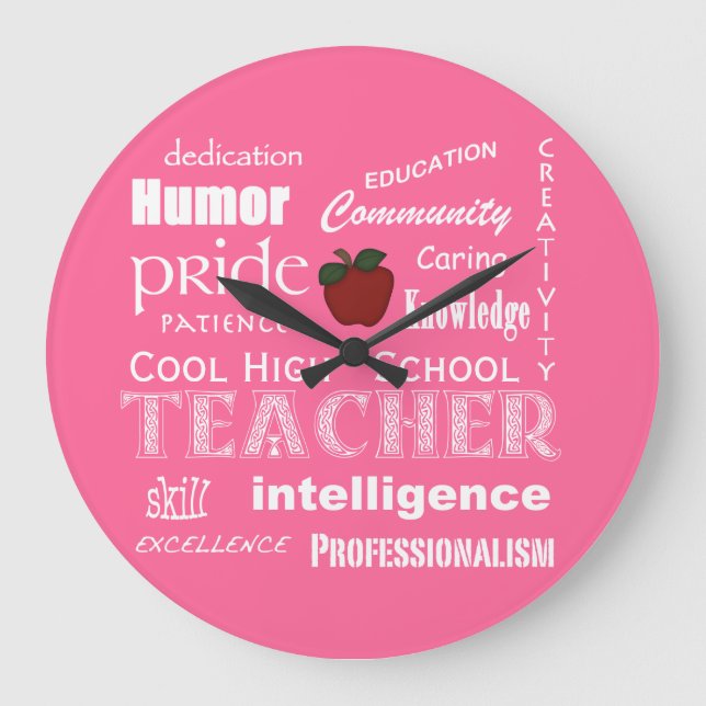 Coola High School Teacher Attribut+Red Apple Stor Klocka (Framsida)