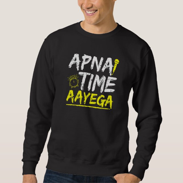 Coola Hindi Slogan Apna Time Aayega Lång Ärmad Tröja (Framsida)