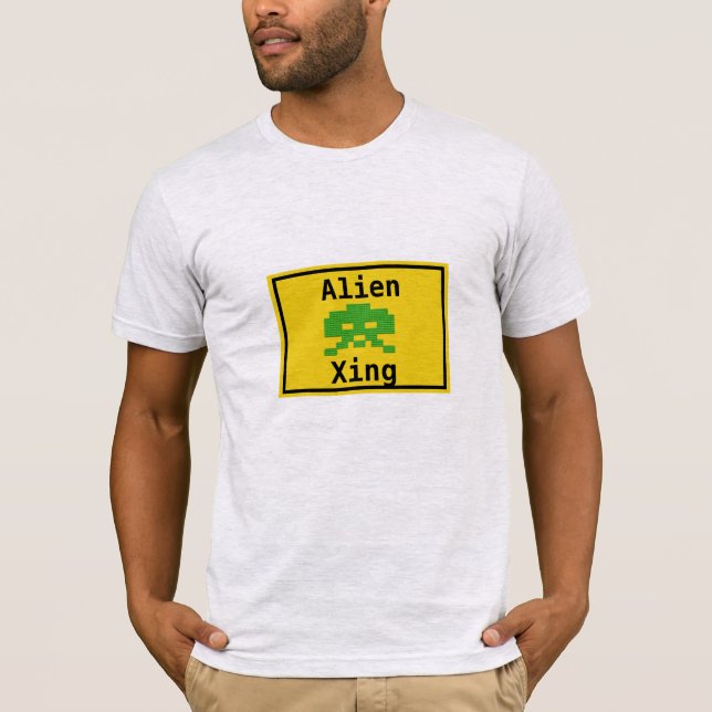 Coola Hip Grönt Alien Xing Space Nerd Games Gamer T Shirt (Framsida)