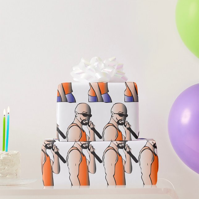 Coola Hip hop Bald Guy Singer med mikrofon Presentpapper (Skapare uppladdad)