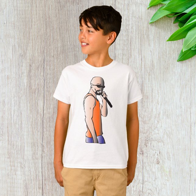 Coola Hip hop Bald Guy Singer med mikrofon T Shirt (Skapare uppladdad)