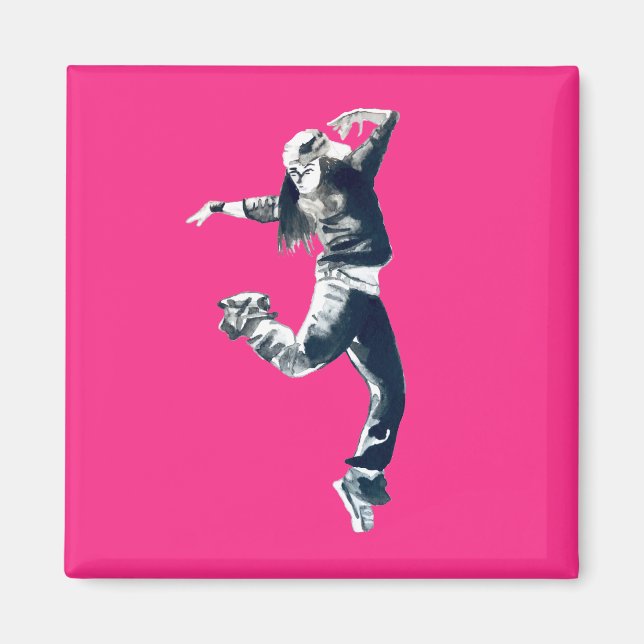 Coola hip hop dancer art magnet (Framsidan)