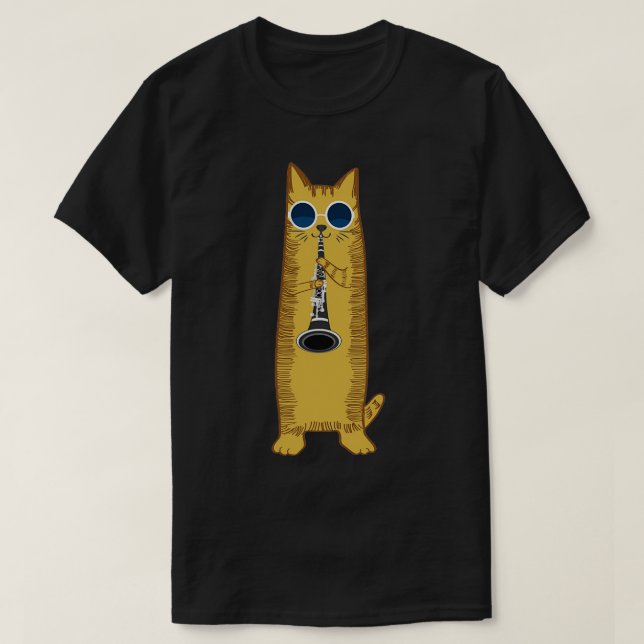 Coola hippisk katt med solglasögon som spelar Clar T Shirt (Design framsida)