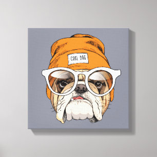 Coola Hipster Bulldog Canvastryck