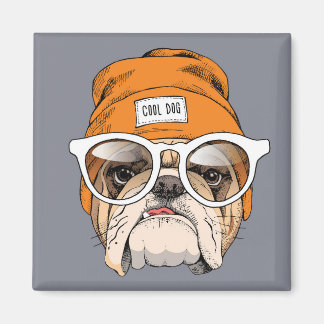 Coola Hipster Bulldog Magnet