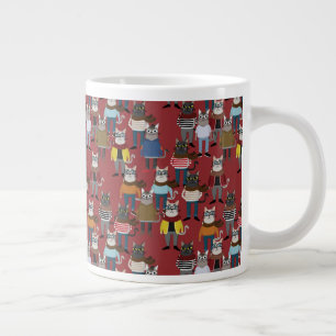 Coola Hipster Cat Mönster Jumbo Mugg