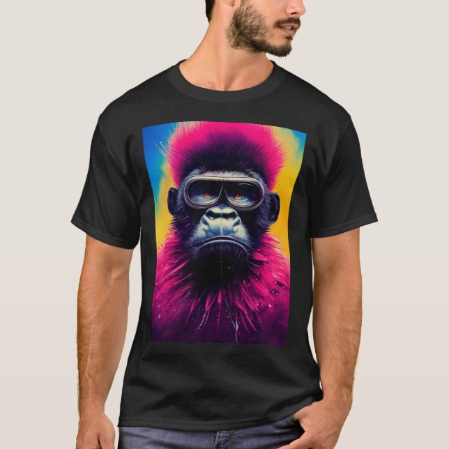 Coola Hipster Colorful Gorilla Illustration Graphi T Shirt (Framsida)
