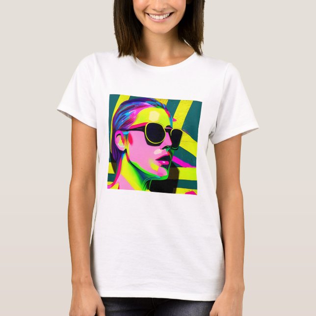 Coola Hipster Dam i solglasögon Modern Art T Shirt (Framsida)