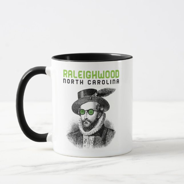 Coola Hipster Herr Walter Raleigh NC Raleighwood Mugg (Vänster)