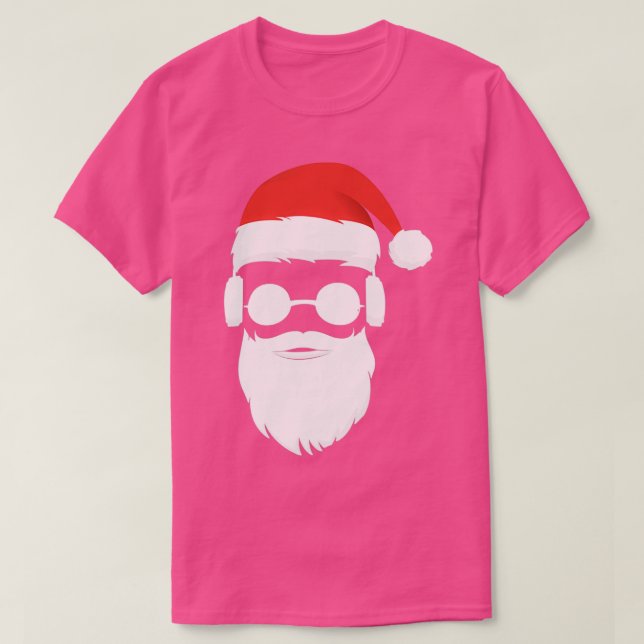 Coola Hipster Jultomten Beard Sunglass Headfon T Shirt (Design framsida)