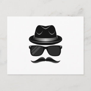 Coola Hipster med mustasch, hatt och solglasögon Vykort