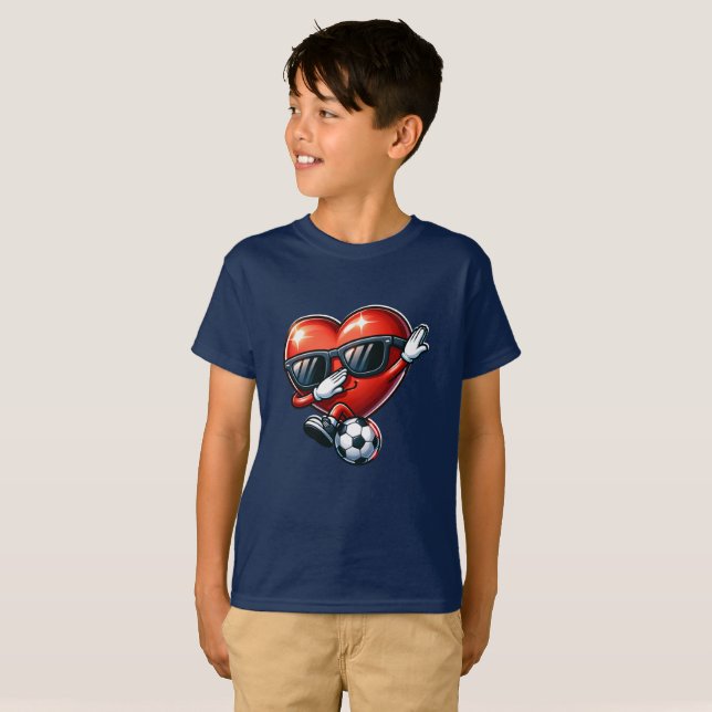 Coola hjärtmaskot för fotboll t shirt (Hel framsida)