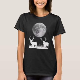 Coola Hjort eller älg under Måne för jägare T Shirt