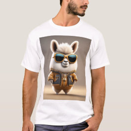 Coola, höft, Trendig Fluffy Lama T Shirt