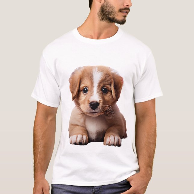 Coola, höft, Trendig Fluffy Puppy T Shirt (Framsida)
