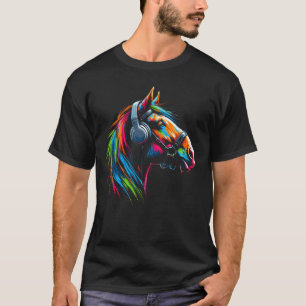 Coola Horse Headphone Music Art Juldagen T Shirt