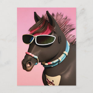 Coola Horse in Sunglasses Postcard Vykort