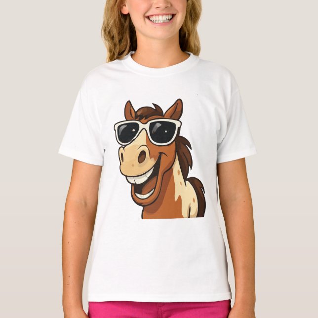 Coola Horse med Shades T Shirt (Framsida)