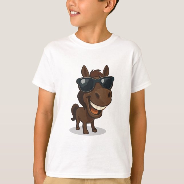 Coola Horse med Shades T Shirt (Framsida)