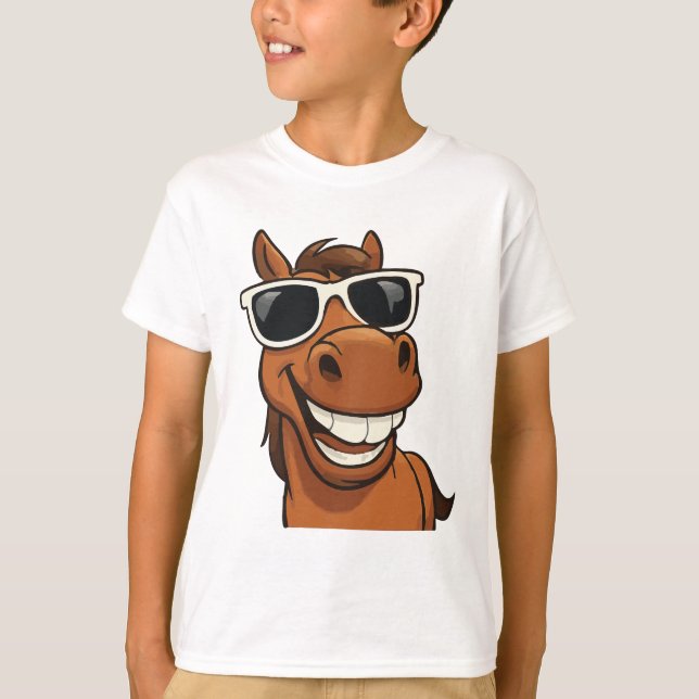 Coola Horse med Shades T Shirt (Framsida)