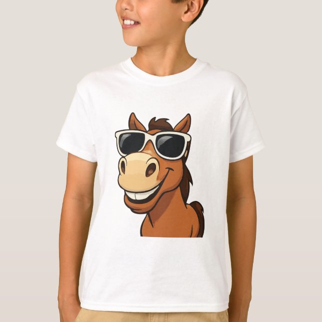 Coola Horse med Shades T Shirt (Framsida)