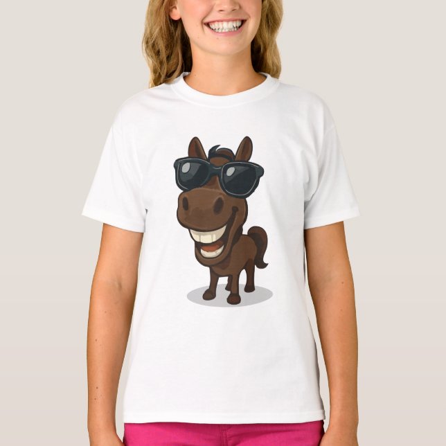 Coola Horse med Shades T Shirt (Framsida)