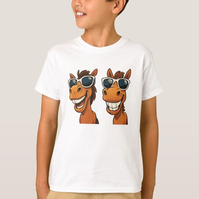 Coola Horse med Shades T-Shirt (Framsida)