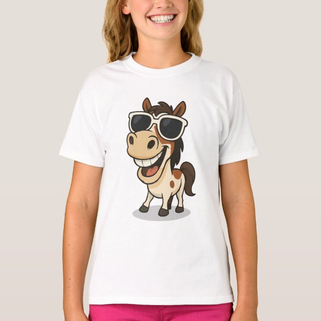 Coola Horse med Shades T Shirt (Framsida)