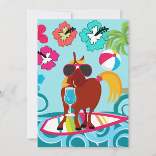 Coola Horse Surfer Roligt Beach Party Anteckningskort
