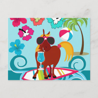 Coola Horse Surfer Roligt Beach Party Inbjudan Vykort