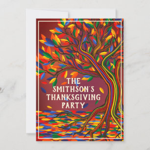 Coola Hösthösten Träd Thanksgiving Family Meetup P Inbjudningar