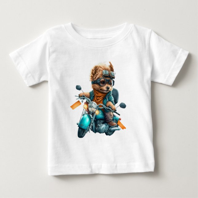 Coola hund biker, söt Yorkshire-hund-chaufför T Shirt (Framsida)