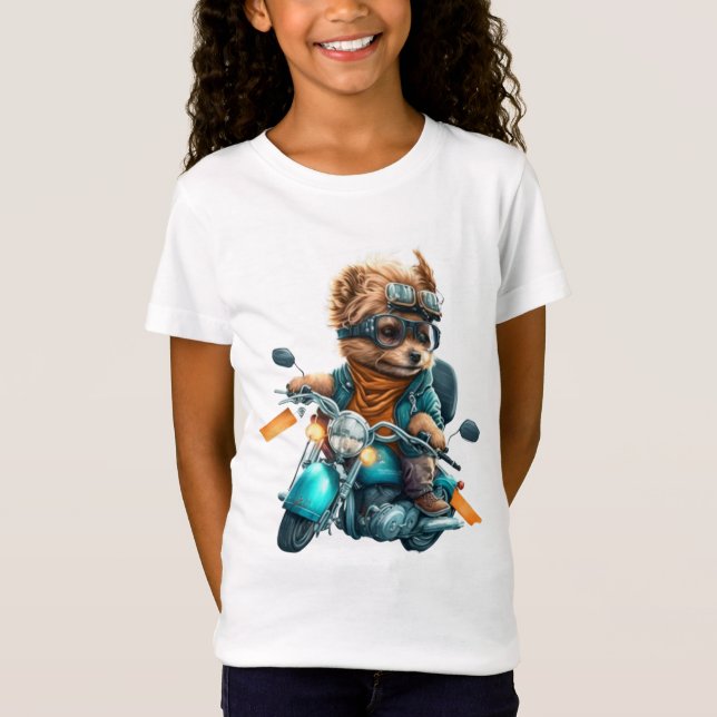 Coola hund biker, söt Yorkshire-hund-chaufför T Shirt (Framsida)