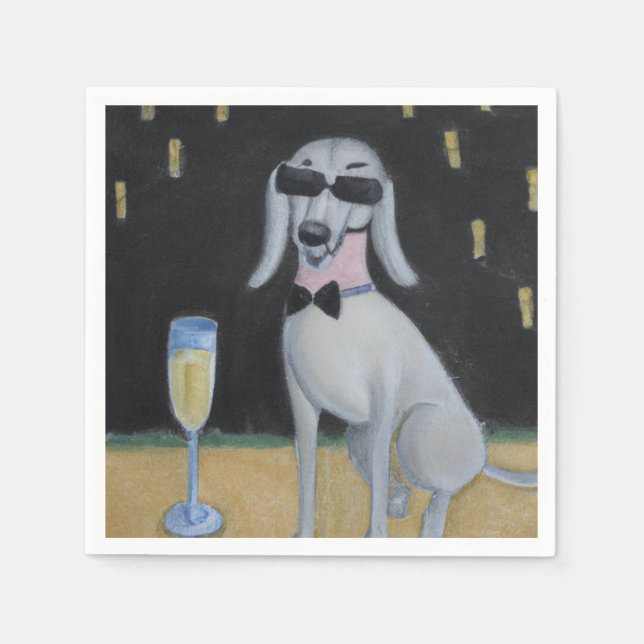 Coola Hund Drinking Champagne Pappersservett (Framsidan)