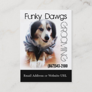 Coola Hund Grooming Aussie i Hoodie Visitkort