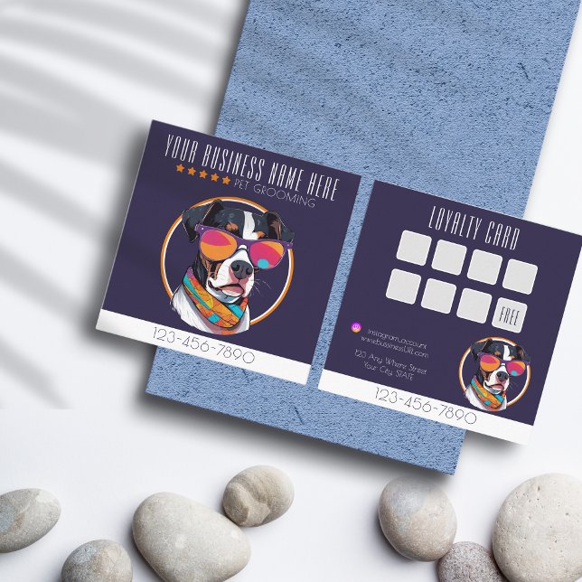 Coola Hund Grooming trendig och snyggt lojalitet Fyrkantigt Visitkort (Skapare uppladdad)