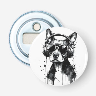 Coola-Hund hörlurar Utspädda husdjur Svart och vit Flasköppnare