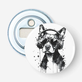 Coola-Hund hörlurar Utspädda husdjur Svart och vit Flasköppnare