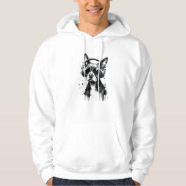 Coola-Hund hörlurar Utspädda husdjur Svart och vit Hoodie