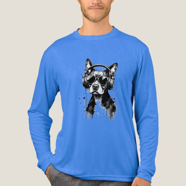 Coola-Hund hörlurar Utspädda husdjur Svart och vit T Shirt (Framsida)