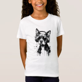 Coola-Hund hörlurar Utspädda husdjur Svart och vit T Shirt