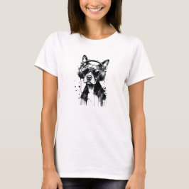 Coola-Hund hörlurar Utspädda husdjur Svart och vit T Shirt