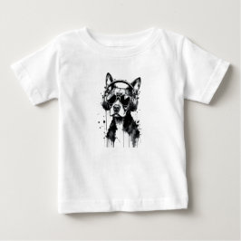Coola-Hund hörlurar Utspädda husdjur Svart och vit T Shirt