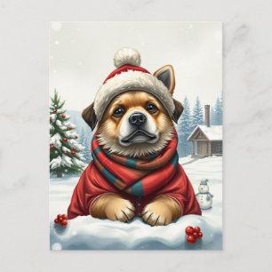 Coola Hund i Preppy Winter Attire och Hat Winter Helg Vykort