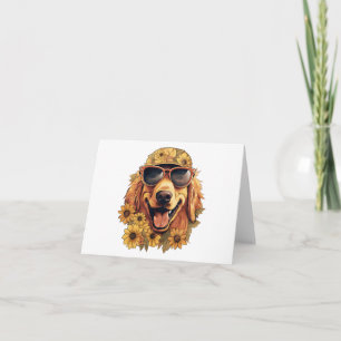 Coola Hund med Hat och Flowers Blank Hälsning Kort