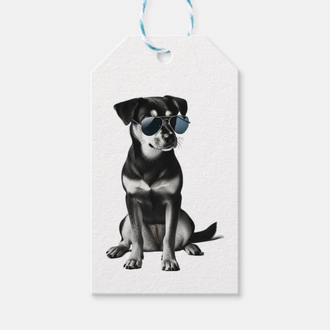 Coola Hund med solglasögon Presentetikett (Framsidan)