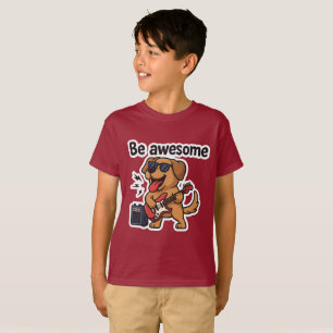 Coola Hund Rocking Guitar Sticker Be Fantastisk T Shirt