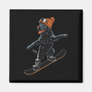 Coola Hund Snowboarding Illustration För manar Wom Magnet