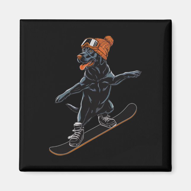Coola Hund Snowboarding Illustration För manar Wom Magnet (Framsidan)